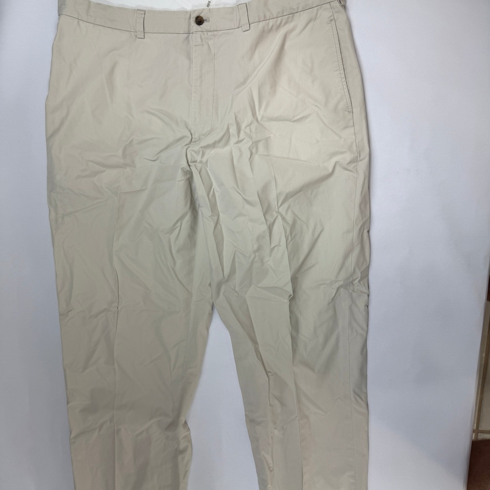 Brooks Brothers 346 Mens Khaki Chino Pants 40x33 Tan Flat Front Trousers